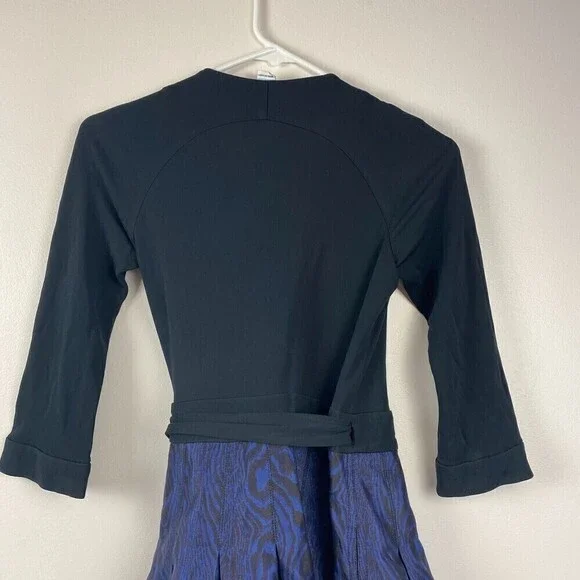 DVF Diane von Furstenberg JEWEL Shadow Blue Black Silk Combo Wrap Dress Size 0 - Picture 9 of 13